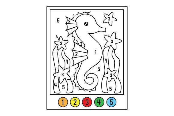 Sea Horse Under the Sea Color by Number