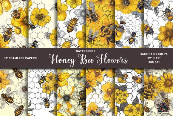 Seamless Honey Bee Digital Paper Graphics 94100958 1 1 580x388 1