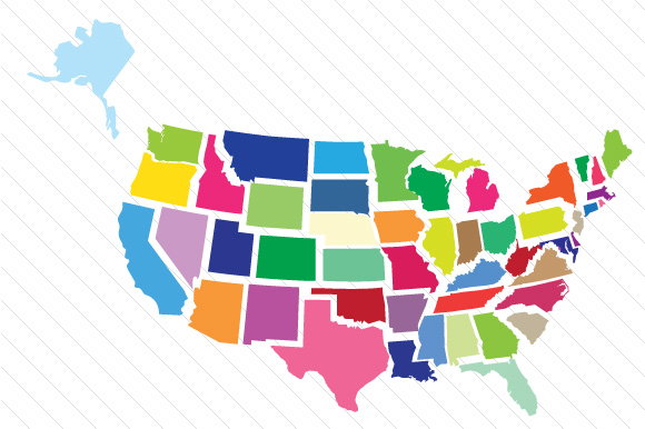 Set of All 50 US States Contour