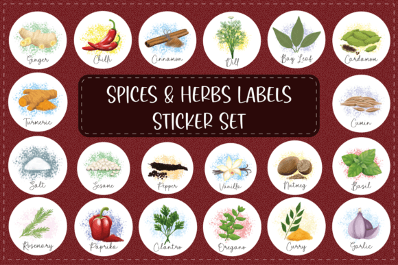 Spices & Herbs Labels Sticker Set