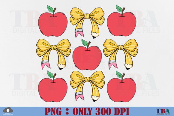 Teacher Apple Coquette Pencil Bow School