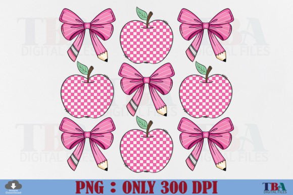 Teacher Apple Coquette Pink Pencil Bow
