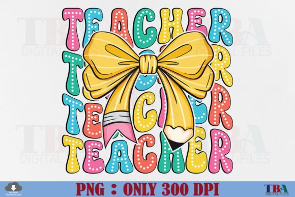 Teacher Coquette PNG School Pencil Bow