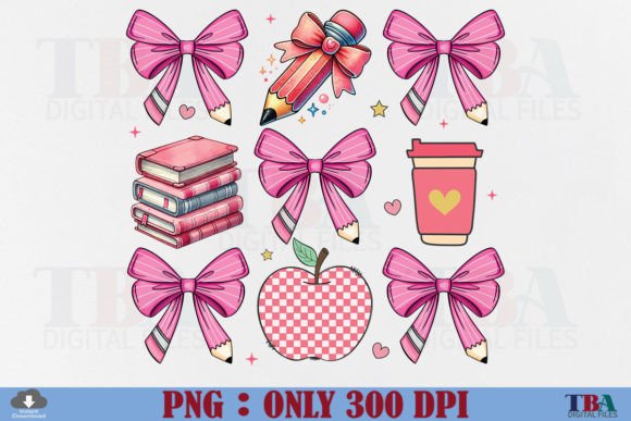 Teacher School Coquette Pink Pencil Bow