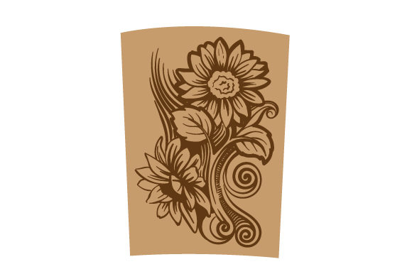 Tooled Leather Style Sunflowers Tumbler Wrap Template