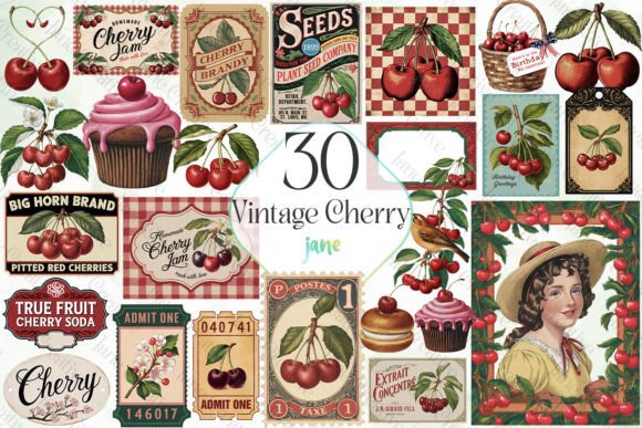 Vintage Cherry Sublimation Bundle