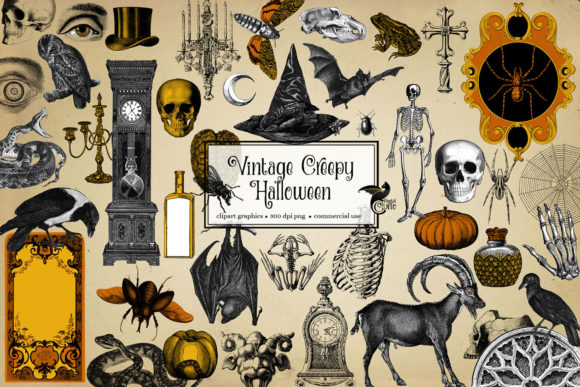 Vintage Creepy Halloween Clipart