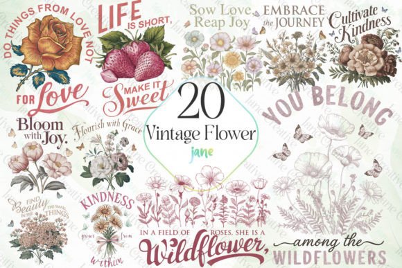 Vintage Flower Sublimation Bundle