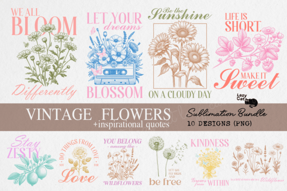 Vintage Flower Sublimation Bundle