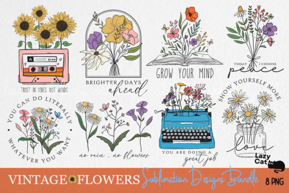 Vintage Flowers Sublimation Bundle