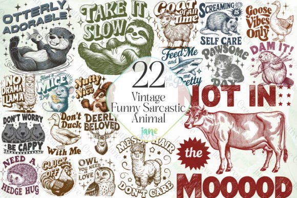 Vintage Funny Sarcastic Animal Bundle