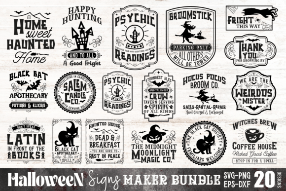 Vintage Halloween Signs SVG Bundle