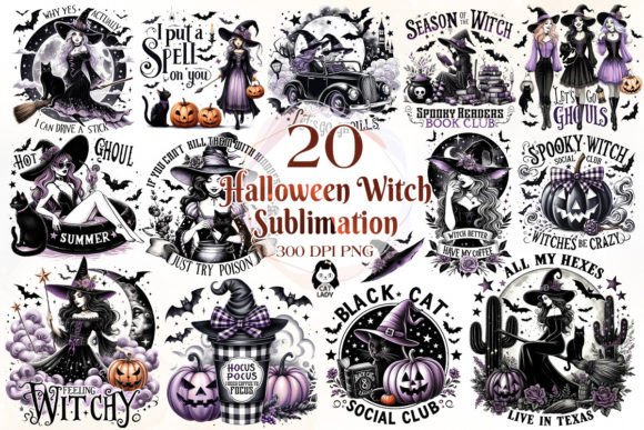 Vintage Halloween Witch Sublimation
