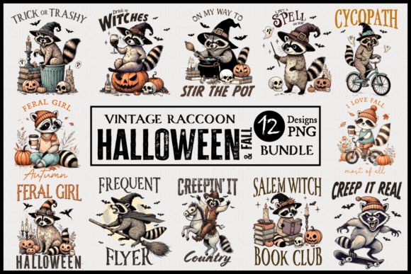 Vintage Raccoon Hallooween & Fall Bundle