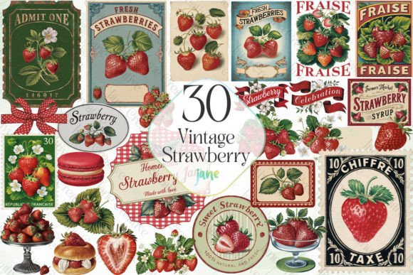 Vintage Strawberry Sublimation Bundle