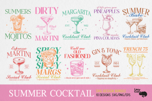 Vintage Summer Cocktail SVG Bundle