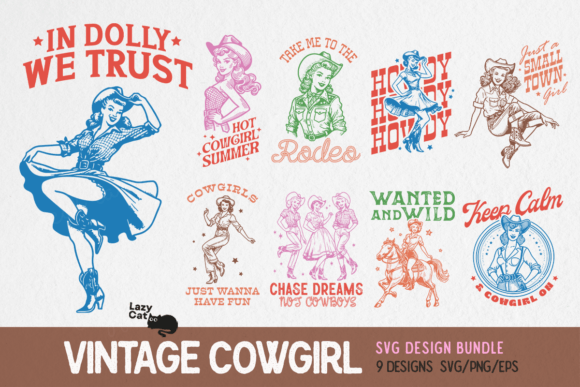 Vintage Western Cowgirl SVG Bundle