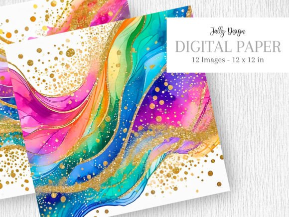 Vivid Colored Rainbow Alcohol Ink Art