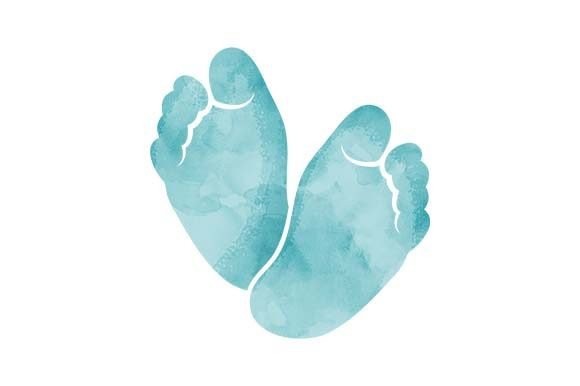 Watercolor Blue Baby Feet