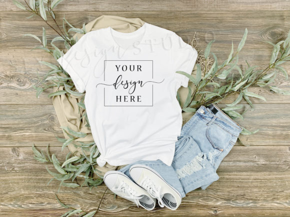 White T-Shirt Mockup Rustic Shirt