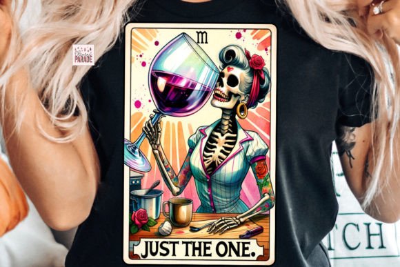 Wine Tarot Card PNG Skeleton Mom